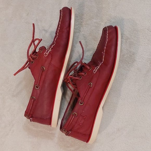 Polo Ralph Lauren Bienne II LU-BTS Mens Red Leather Boat Loafer Shoes Sizs 8.5 D - Picture 8 of 12